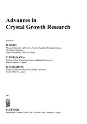 Advances in crystal growth research /  Cover Image