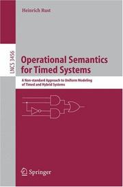 Operational semantics for timed systems : a non-standard approach to uniform modeling of timed and hybrid systems  Cover Image