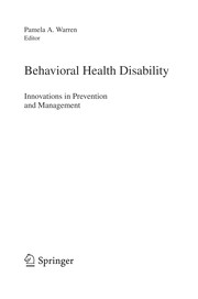 Behavioral Health Disability Innovations in Prevention and Management  Cover Image