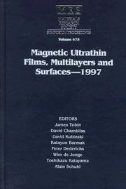 Magnetic ultrathin films, multilayers and surfaces--1997 :  symposium held March 31-April 4, 1997, San Francisco, California, U.S.A.  Cover Image