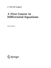 A first course in differential equations  Cover Image