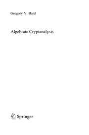 Algebraic Cryptanalysis Cover Image