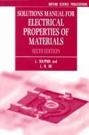 Solutions manual for electrical properties of materials /  Cover Image