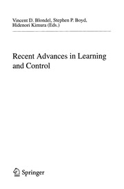 Recent Advances in Learning and Control Cover Image