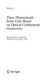 Three Dimensional Solar Cells Based on Optical Confinement Geometries Cover Image