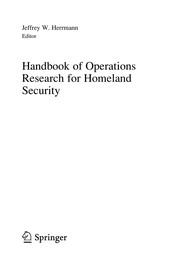Handbook of Operations Research for Homeland Security Cover Image