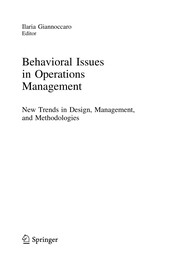 Behavioral Issues in Operations Management New Trends in Design, Management, and Methodologies  Cover Image