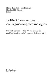 IAENG Transactions on Engineering Technologies Special Edition of the World Congress on Engineering and Computer Science 2011  Cover Image