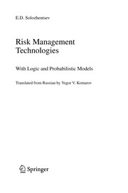 Risk Management Technologies With Logic and Probabilistic Models  Cover Image