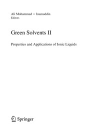 Green Solvents II Properties and Applications of Ionic Liquids  Cover Image
