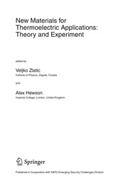 New Materials for Thermoelectric Applications: Theory and Experiment Cover Image