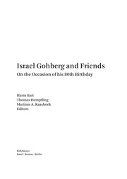 Israel Gohberg and Friends On the Occasion of his 80th Birthday  Cover Image