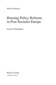 Housing Policy Reforms in Post Socialist Europe Lost in Transition  Cover Image