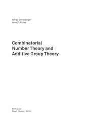 Combinatorial Number Theory and Additive Group Theory Cover Image