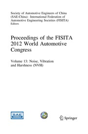 Proceedings of the FISITA 2012 World Automotive Congress Volume 13: Noise, Vibration and Harshness (NVH). Cover Image