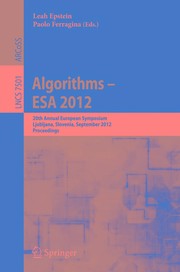 Algorithms – ESA 2012 20th Annual European Symposium, Ljubljana, Slovenia, September 10-12, 2012. Proceedings  Cover Image