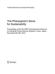 The Philosopher's Stone for Sustainability Proceedings of the 4th CIRP International Conference on Industrial Product-Service Systems, Tokyo, Japan, November 8th - 9th, 2012  Cover Image