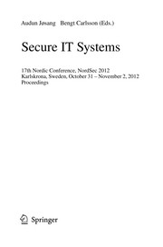 Secure IT Systems 17th Nordic Conference, NordSec 2012, Karlskrona, Sweden, October 31 – November 2, 2012. Proceedings  Cover Image