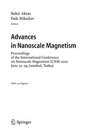 Advances in Nanoscale Magnetism Proceedings of the International Conference on Nanoscale Magnetism ICNM-2007 June 25–29, Istanbul, Turkey  Cover Image