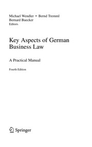 Key Aspects of German Business Law A Practical Manual  Cover Image