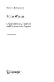 Mine Wastes Characterization, Treatment and Environmental Impacts  Cover Image