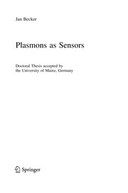 Plasmons as Sensors Cover Image