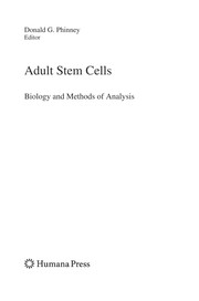 Adult Stem Cells Biology and Methods of Analysis  Cover Image