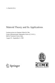 Matroid Theory and its Applications Cover Image