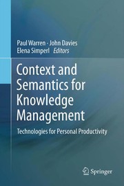 Context and Semantics for Knowledge Management Technologies for Personal Productivity  Cover Image