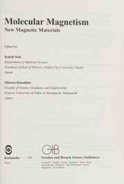 Molecular magnetism :   new magnetic materials /  Cover Image